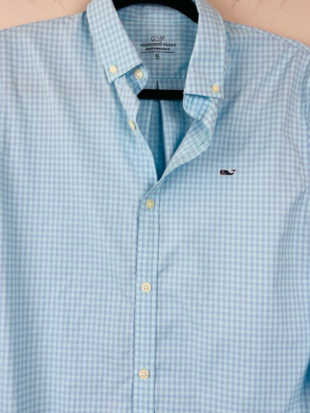 Vineyard Vines Like New Performance Blue Purple Gingham Button-Down Shirt Sz XL